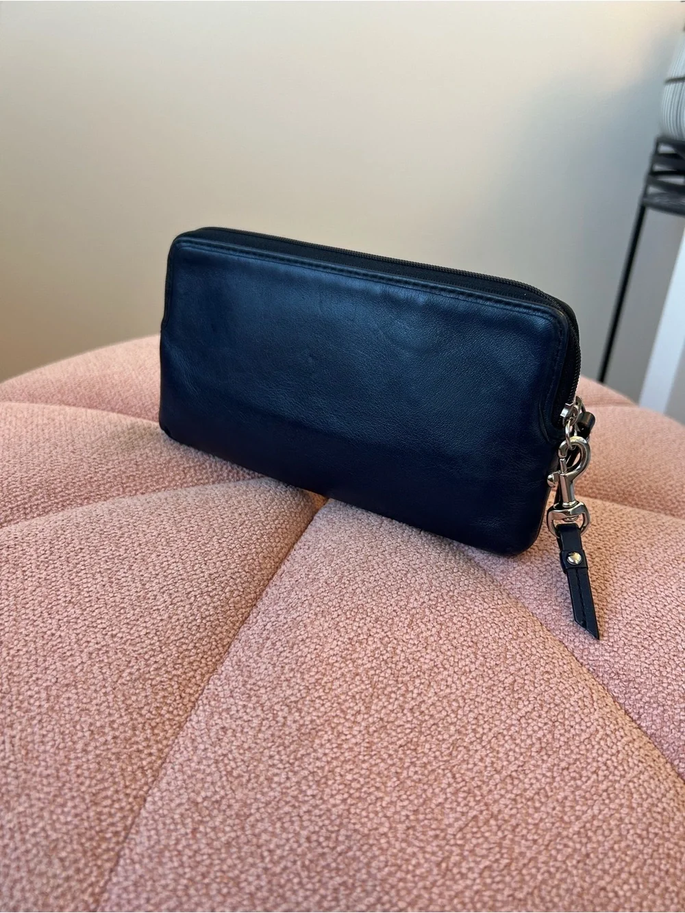 Coach Navy Leather Double-Zip wallet
